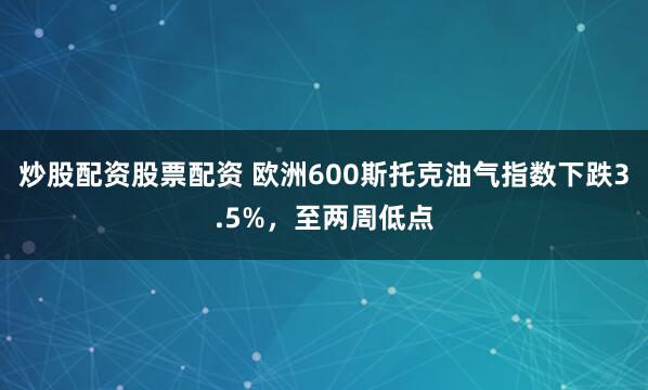 炒股配资股票配资 欧洲600斯托克油气指数下跌3.5%，至两周低点